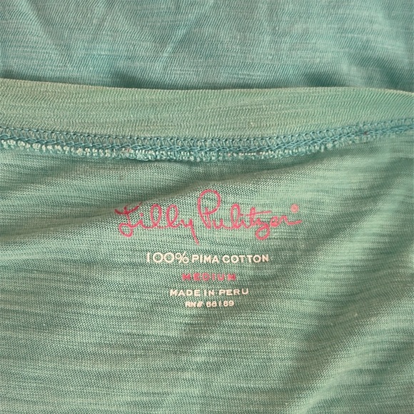Lilly Pulitzer, 100% Pima Cotton Women's Aqua Long Sleeve Top size M - Picture 7 of 7